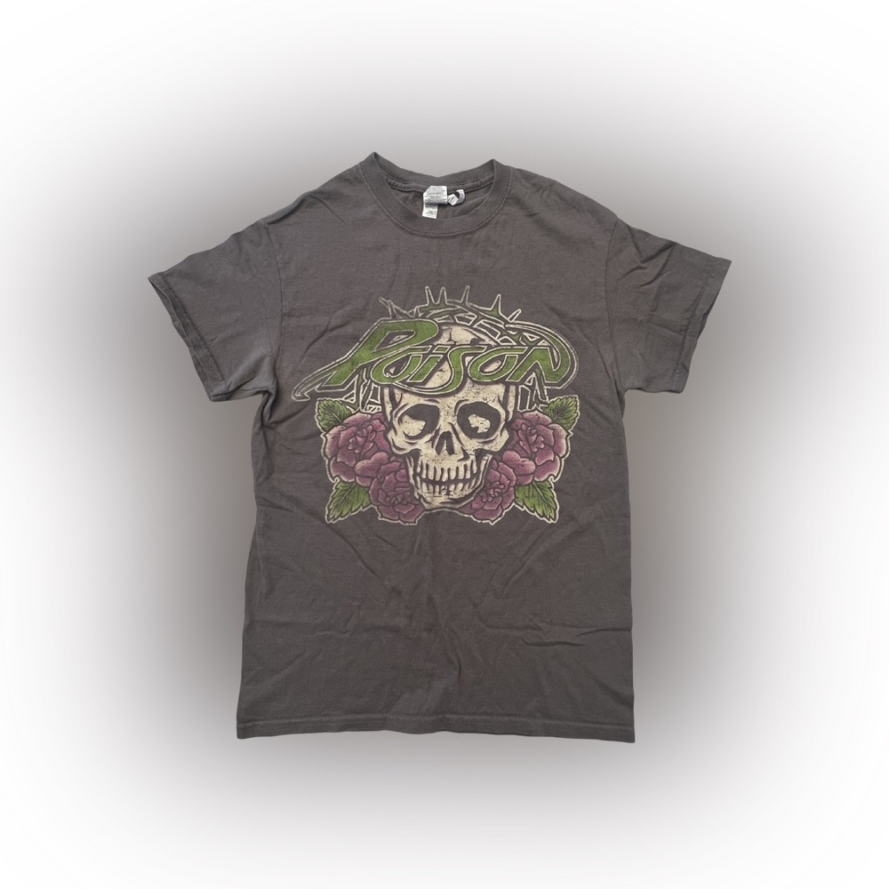 Women’s Poison Rock Band Graphic Gray T-Shirt Size S